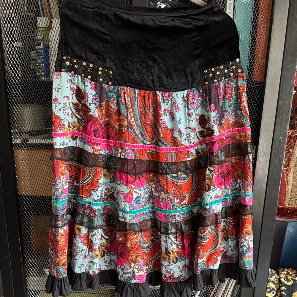 Vibrant A-Line Skirt with Paisley Print